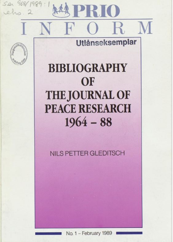 Bibliography Of The Journal Of Peace Research With Tables On