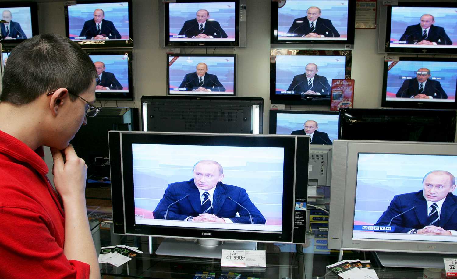 Putin speaks to domestic and international audiences. Photo: Dima Korotayev/Epsilon/Getty Images
