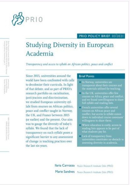 Front cover of publication. PRIO