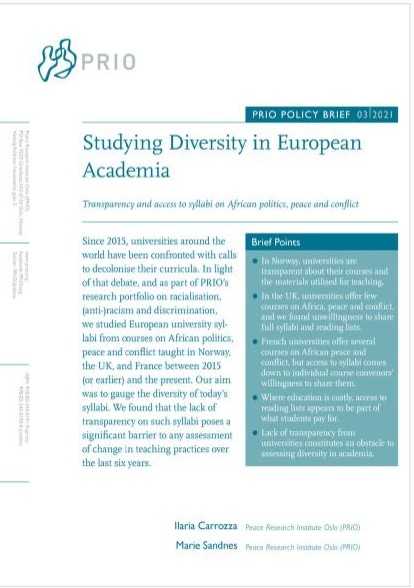 Front cover of publication. PRIO