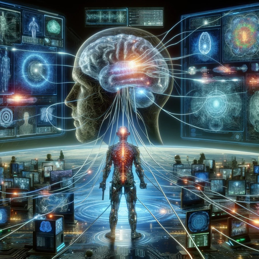 A visual representation of neurodeterrence and cognitive warfare, capturing the essence of advanced neuroscience merged with technology on the battlefield of cognitive conflict. Illustration: AI-generated image
