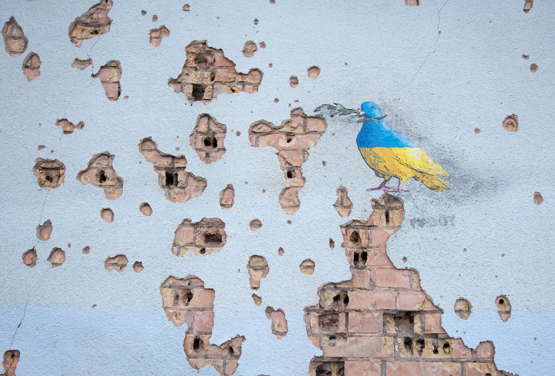 Artwork of the street artist Tvboy in the town of Irpin near Kyiv, Ukraine. Photo: Oleksii Chumachenko/Getty Images