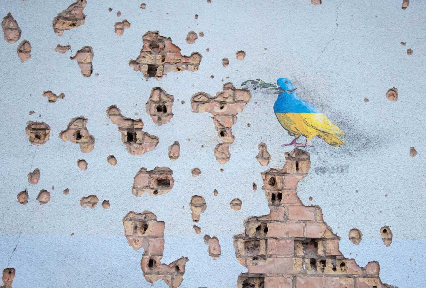Artwork of the street artist Tvboy in the town of Irpin near Kyiv, Ukraine. Photo: Oleksii Chumachenko/Getty Images