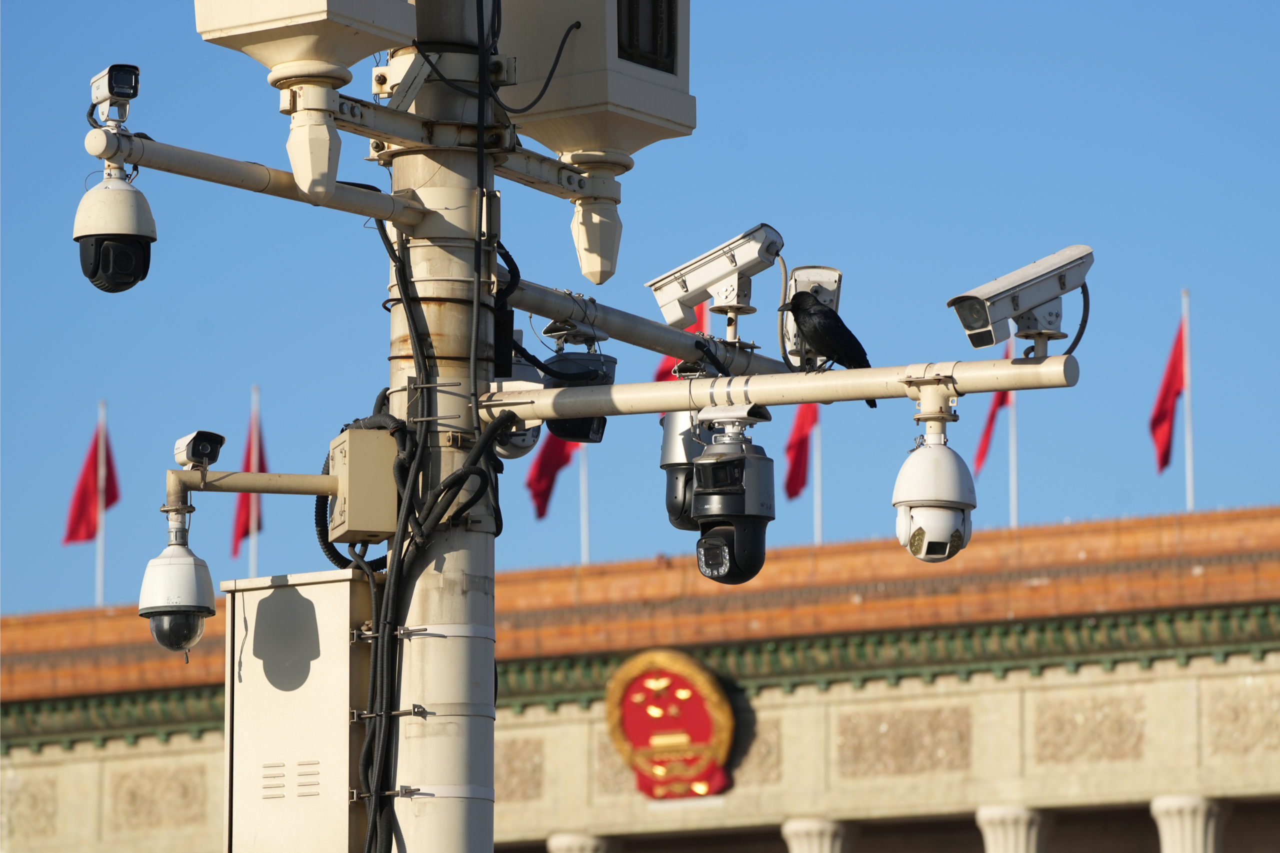 Surveillance cameras in China. Photo: Getty images/Anadolu