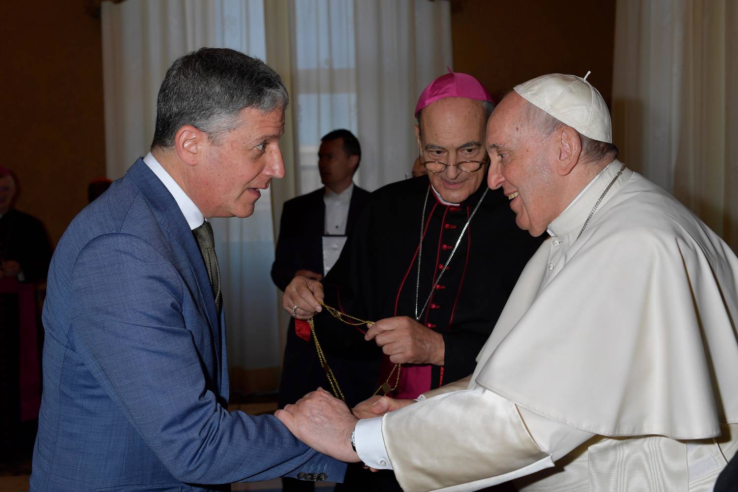 Greg Reichberg and Pope Francis. Photo: Vatican media