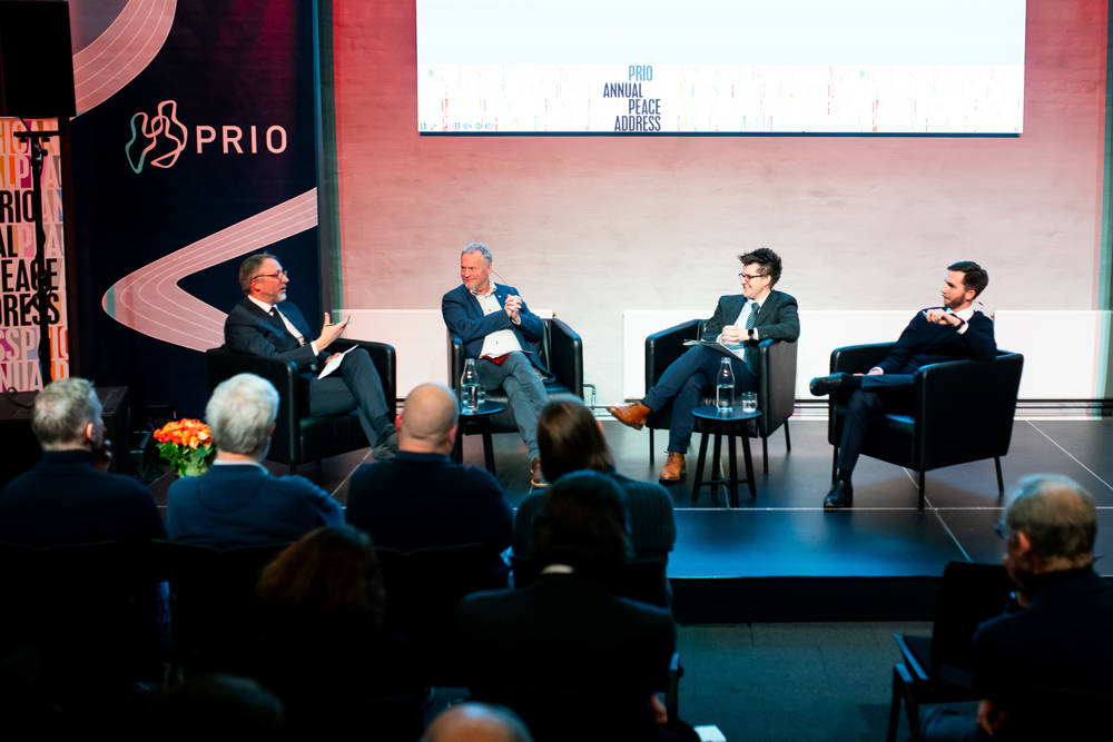 From the left: Henrik Urdal, Raymond Johansen, Erica Chenoweth, and Haakon Gjerløw.