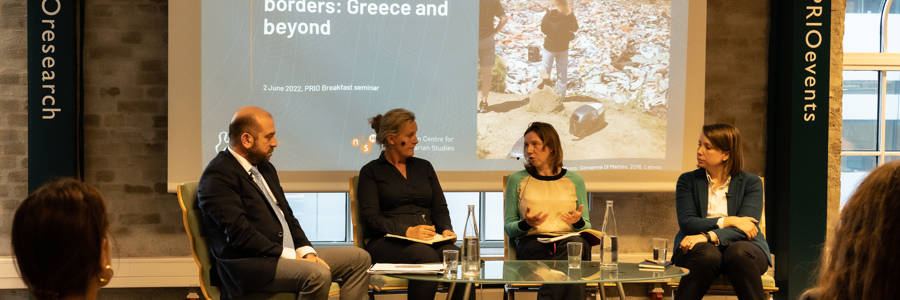 From left to right: Manos Logothetis, Trude Jacobsen, Anna Ratecka, and Maria Gabrielsen Jumbert. Photo: PRIO / Laura Cortes