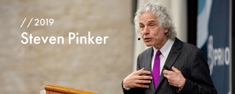Steven Pinker giving the PRIO Annual Peace Address in 2019. Photo: PRIO