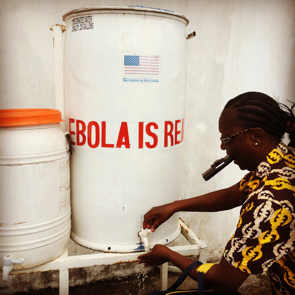 A passenger arriving at Monrovia’s Roberts International Airport takes advantage of effective, if not innovative, humanitarian intervention. Sean Martin McDonald