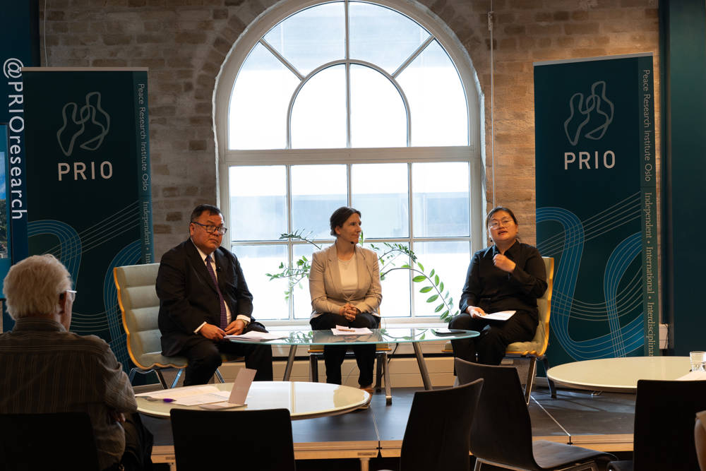 From the left: Ambassador Enrico Fos, Marta Bivand Erdal and Karen Liao.