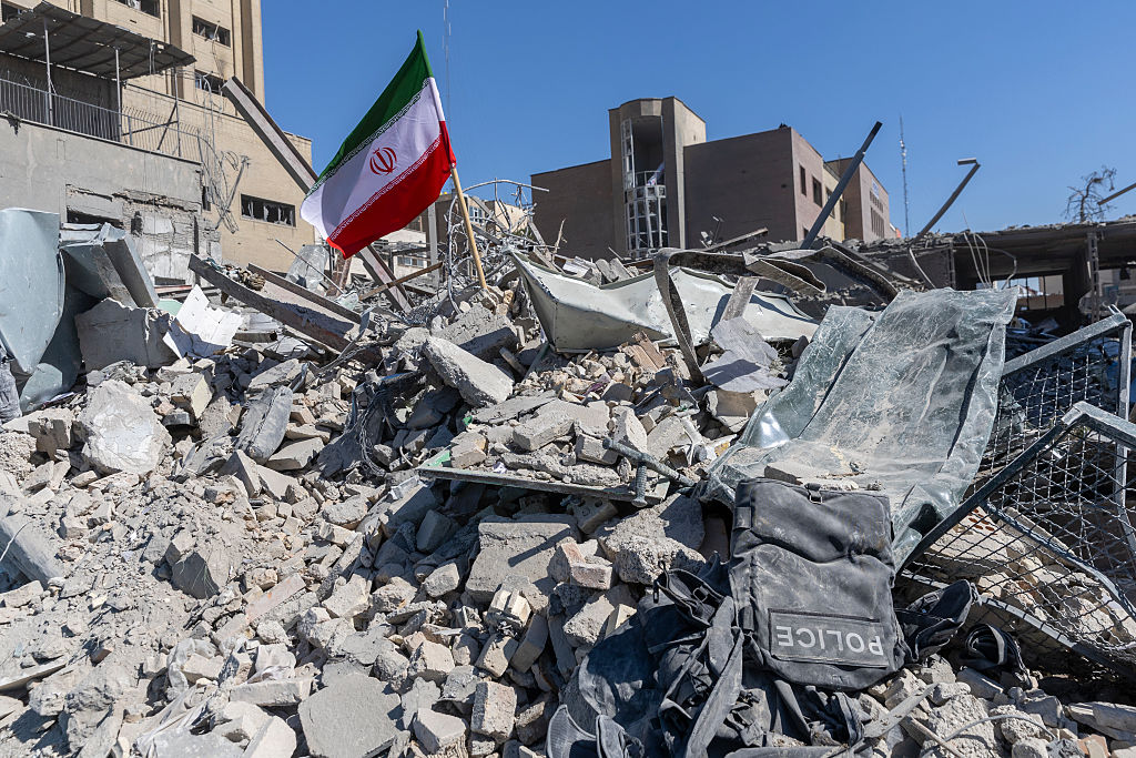 The aftermath of an airstrike on a police station in Tehran by the US and Israel. Photo: Getty Images