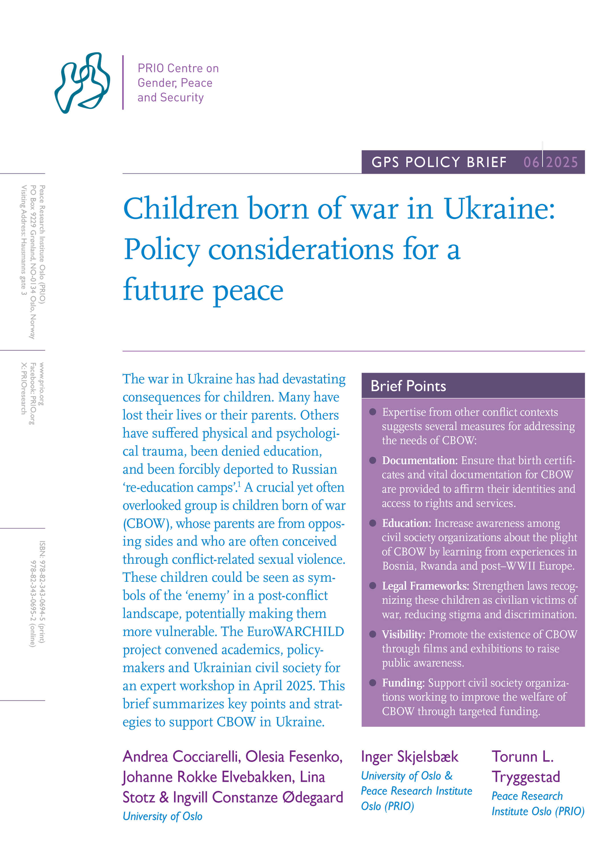 GPS Policy Brief, 6 - 2025. PRIO
