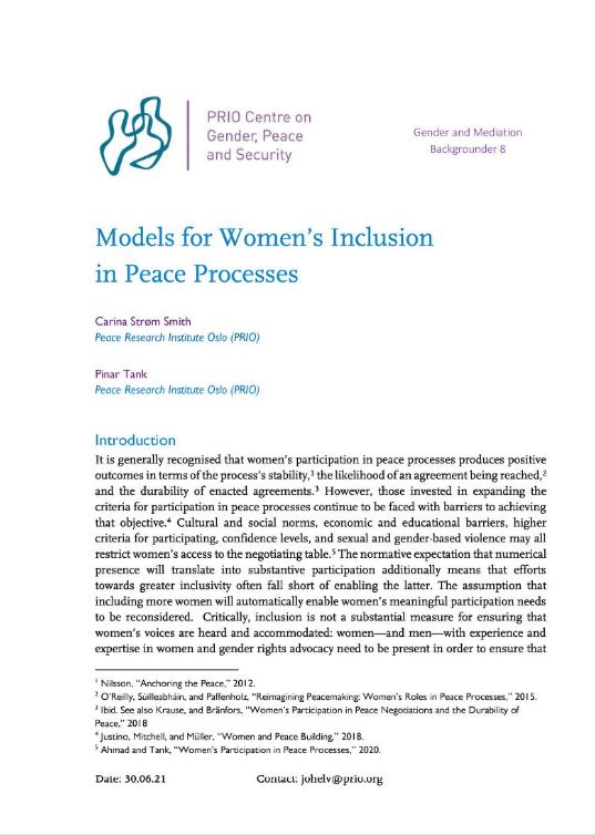 Front cover of publication. PRIO