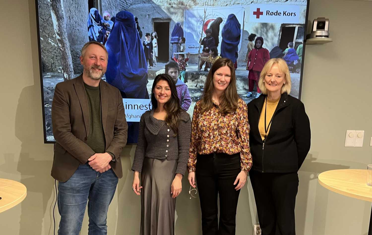 The panelists at the Humanitarian Forum, from the right: Henrik Urdal, director, PRIO; Samina Ansari, public commentator; Hanne Kristoffersen, Regional Advisor, Norwegian Red Cross; Anne Bergh, Secretary General, Norwegian Red Cross. . Photo: Hanne Kristoffersen / Norwegian Red Cross