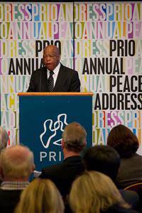 John Lewis gives the PRIO Annual Peace Address in 2011.