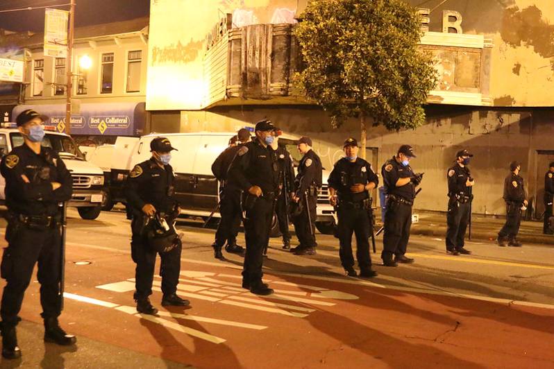Police at George Floyd protests, June 2020 in San Francisco. Photo: Quinn Norten via Flickr