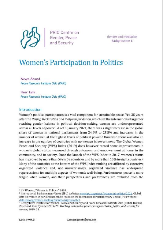 Front cover of publication. PRIO