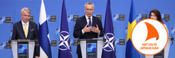 NATO Secretary General Jens Stoltenberg, Finland's Minister of Foreign Affairs Pekka Haavisto and Sweden's Minister of Foreign Affairs Ann Linde give a joint press conference after the signature of the accession protocols to NATO of Finland and Sweden, at NATO headquarters in Brussels, Belgium, 05 July 2022. Photo: Dursun Aydemir/Anadolu Agency via Getty Images