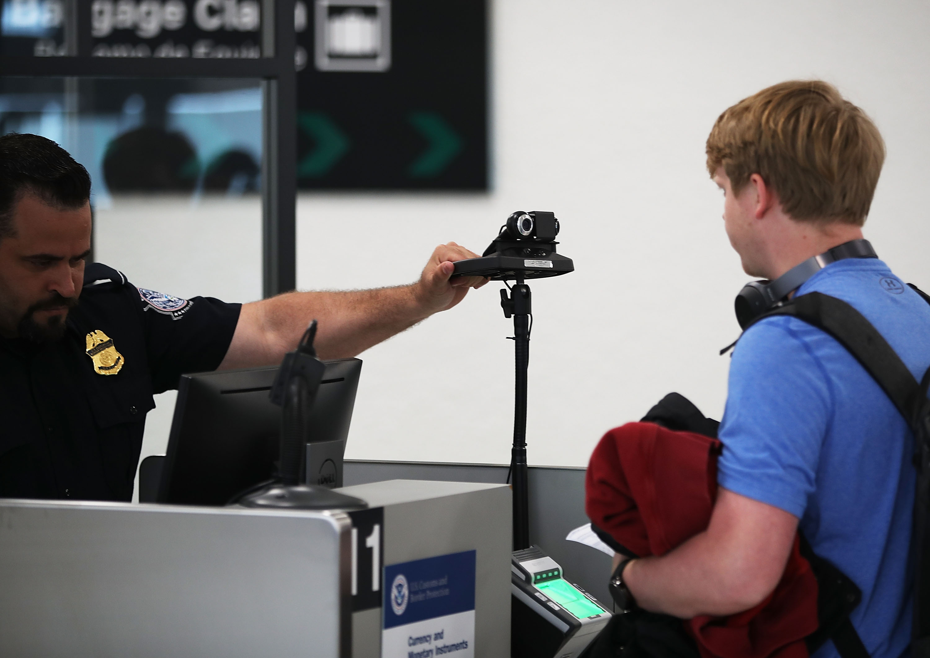 Facial recognition technology used to screen a traveler entering the United States. . Photo: Joe Raedle/Getty Images