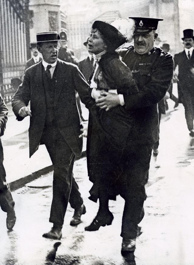 Suffragette Emmeline Pankhurst being arrested after protesting in London [1907-1914]. Via the National Archive of the Netherlands. Photo: Collectie SPAARNESTAD PHOTO/Fotograaf onbekend
