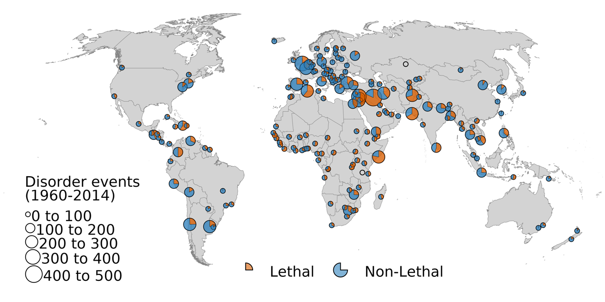 Map of the spatial coverage of the Urban Social Disorder v.3.0 dataset.