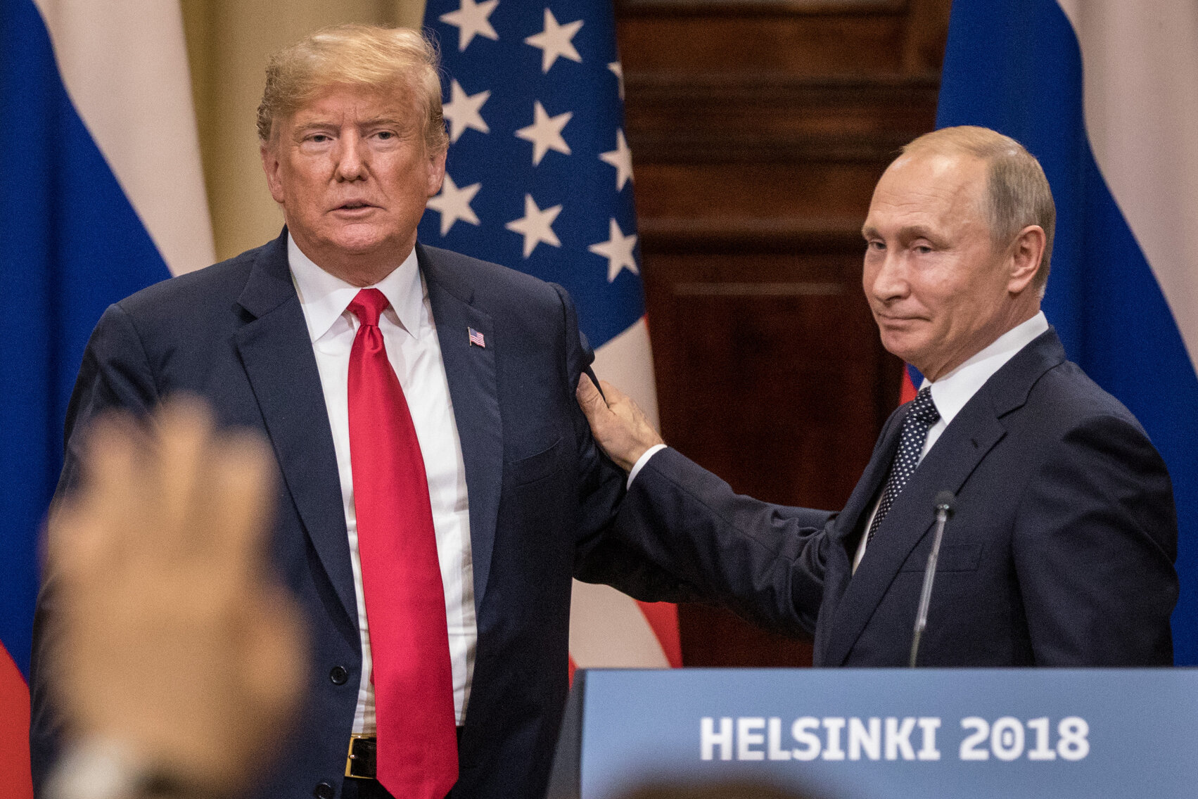 Trump and Putin meet in Helsinki in 2018. Chris McGrath/Getty Images