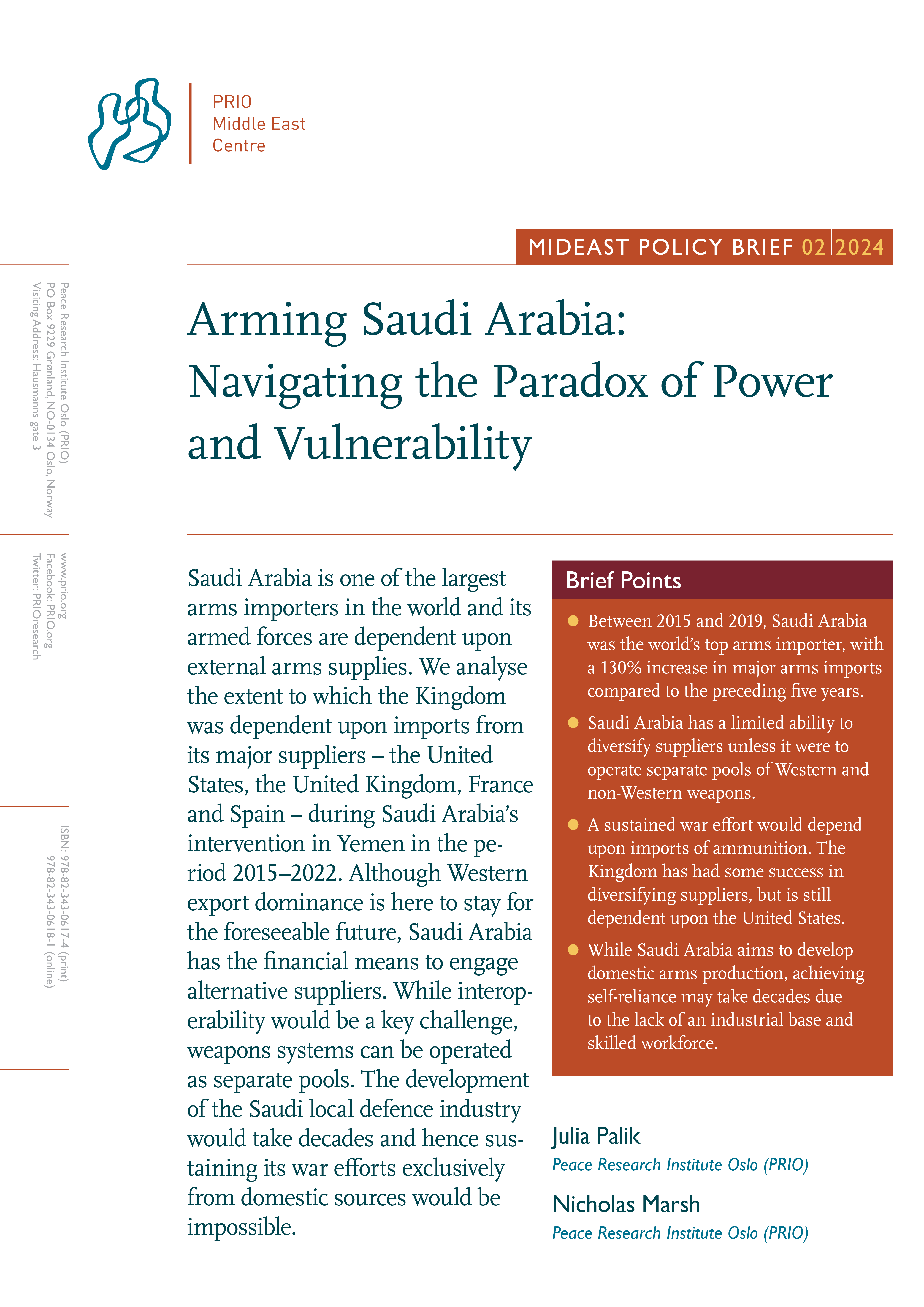 MidEast Policy Brief 2-2024. PRIO