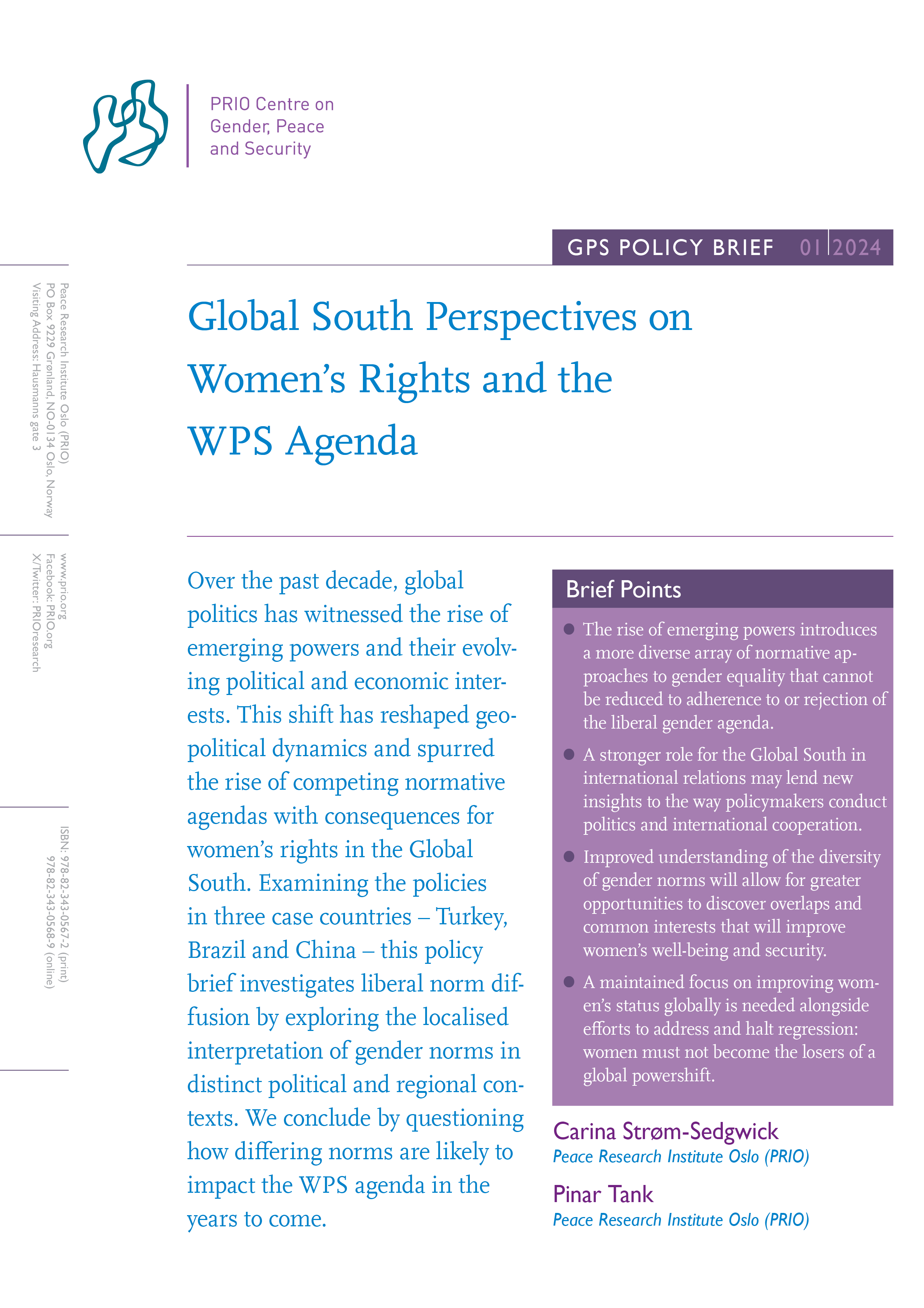 GPS Policy Brief 1-2024. PRIO