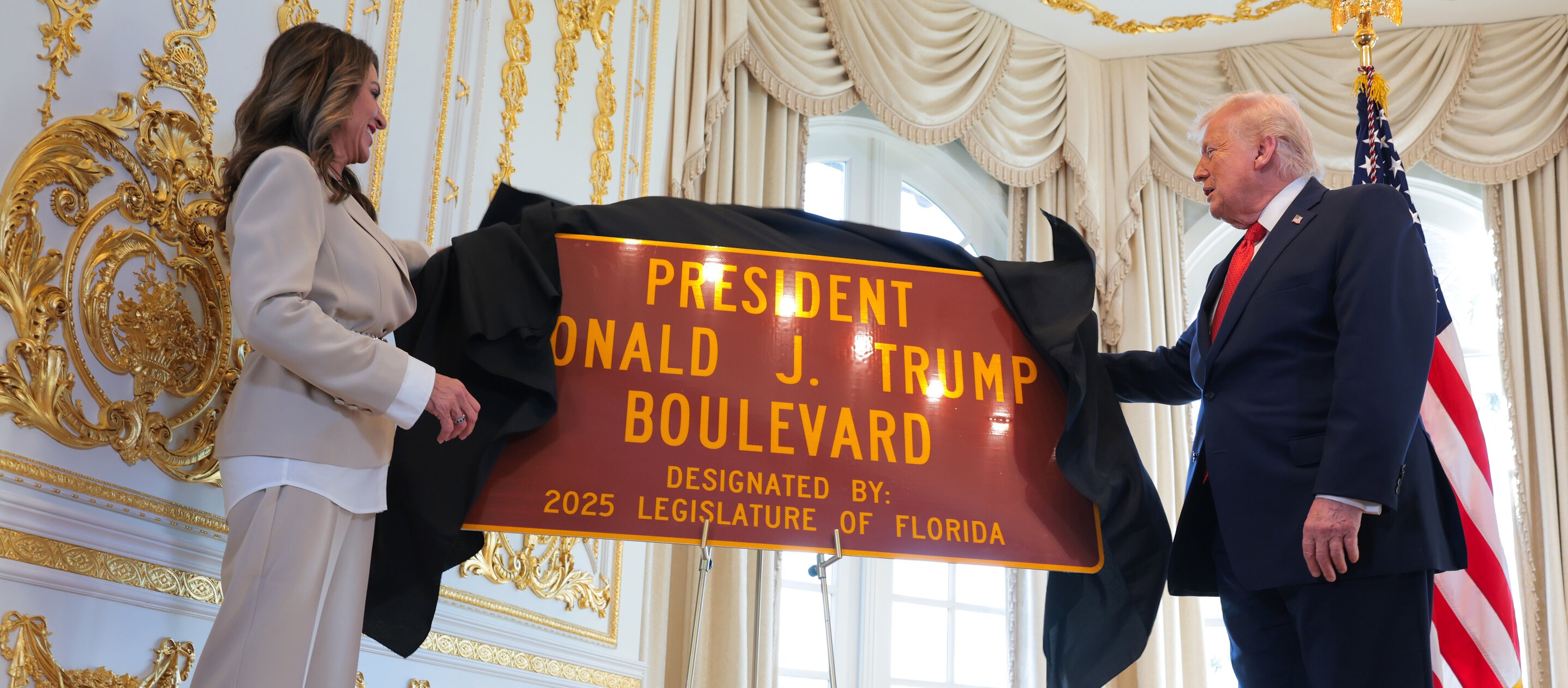 Florida State lawmakers approved the name change of a portion of Southern Boulevard to “President Donald J. Trump Boulevard' in January 2026. Photo: Getty Images
