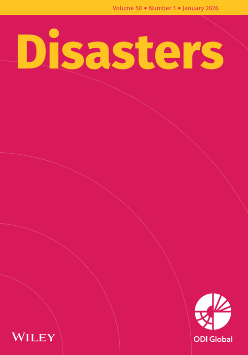 Disasters journal frontpage. Wiley