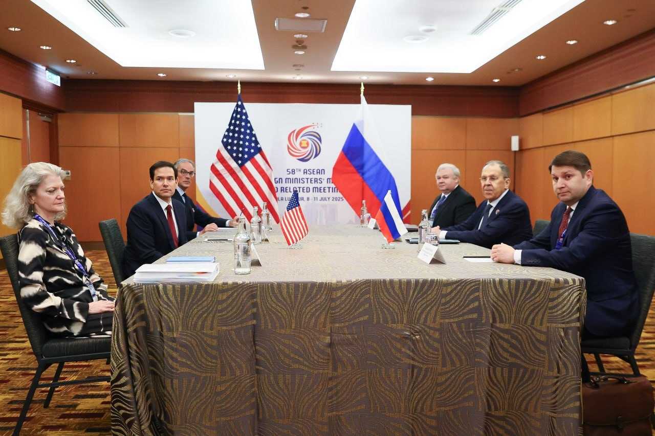 Russian Foreign Minister Sergey Lavrov and United States Secretary of State Marco Rubio in Kuala Lumpur, Malaysia on 10 July 2025. Photo: Russian FM Press Service/Anadolu via Getty Images