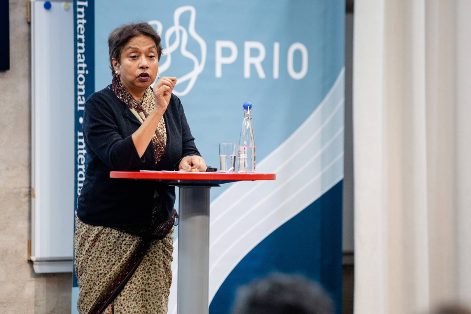 Debarati Guha-Sapir giving the PRIO Annual Peace Address in 2018. Photo: PRIO