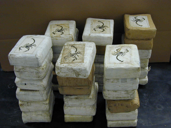 Bricks of cocaine, a form in which it is commonly transported. Photo: Wikimedia Commons