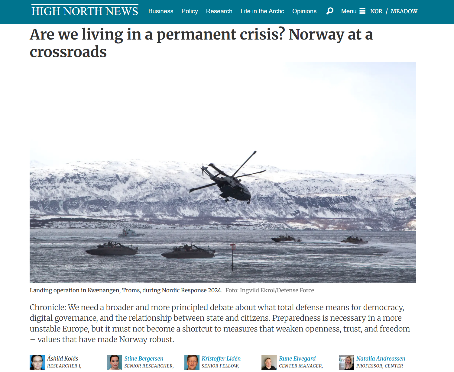 Are we living in a permanent crisis?. Photo: High North News