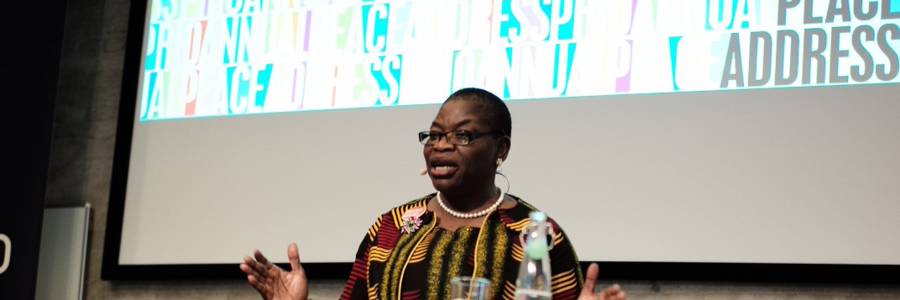 Oby Ezekwesili gives the PRIO Annual Peace Address in 2017. Photo: PRIO