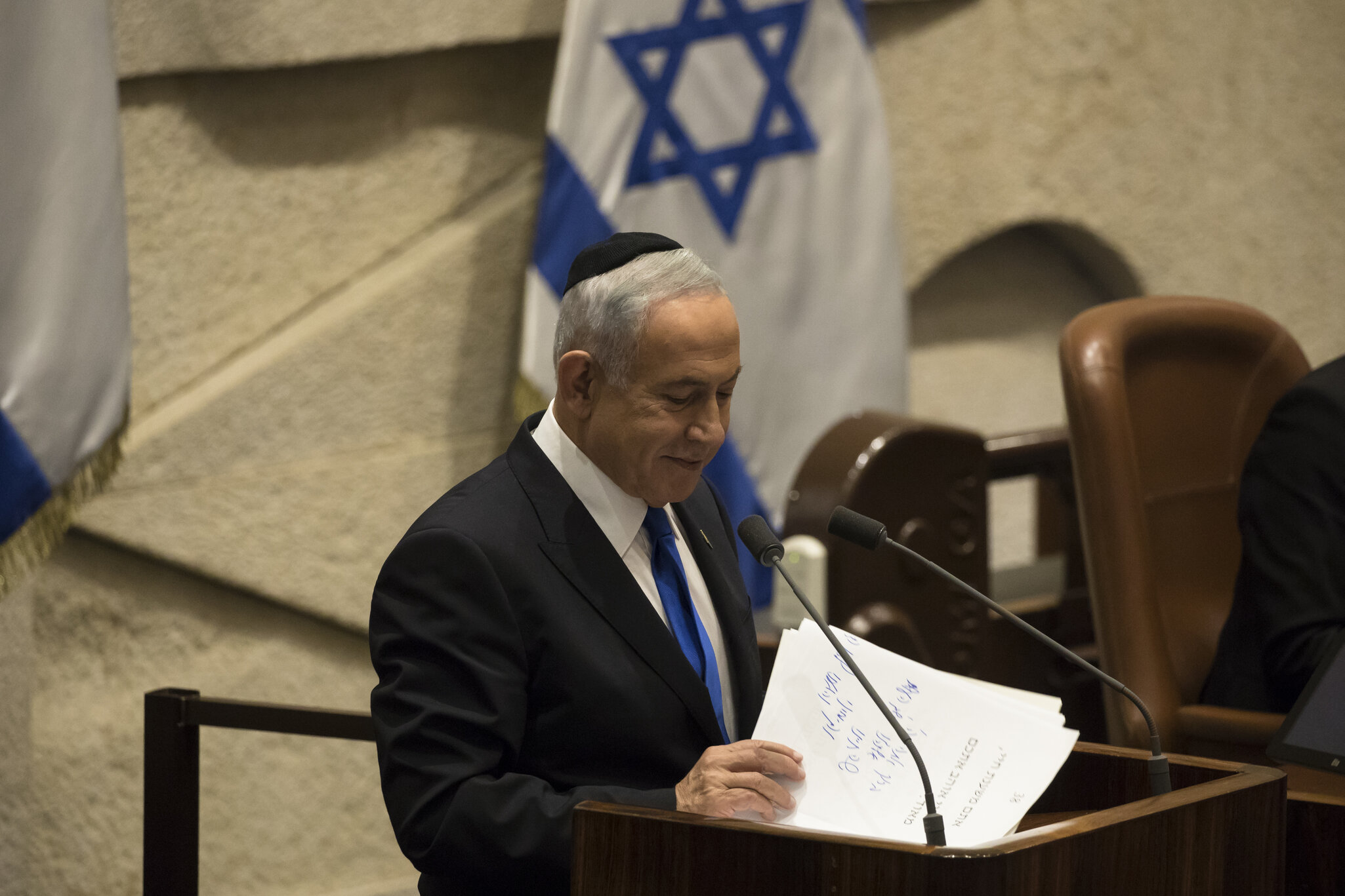 Benjamin Netanyahu speaks at the Israeli parliament in 2022. Photo: Amir Levy/Getty Images