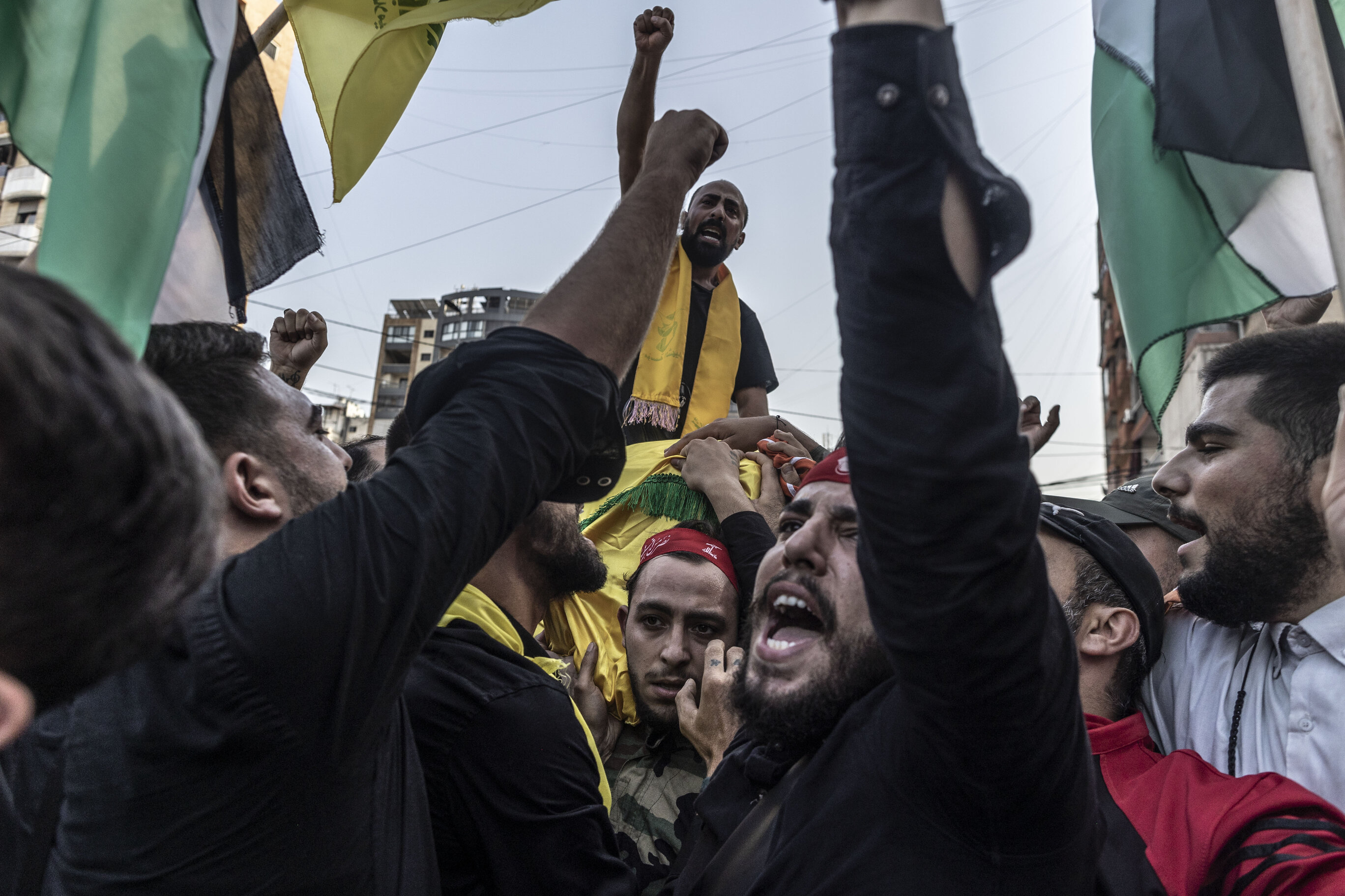 Hezbollah supporters in Beirut, Lebanon in 2023. . Photo: Manu Brabo/Getty Images