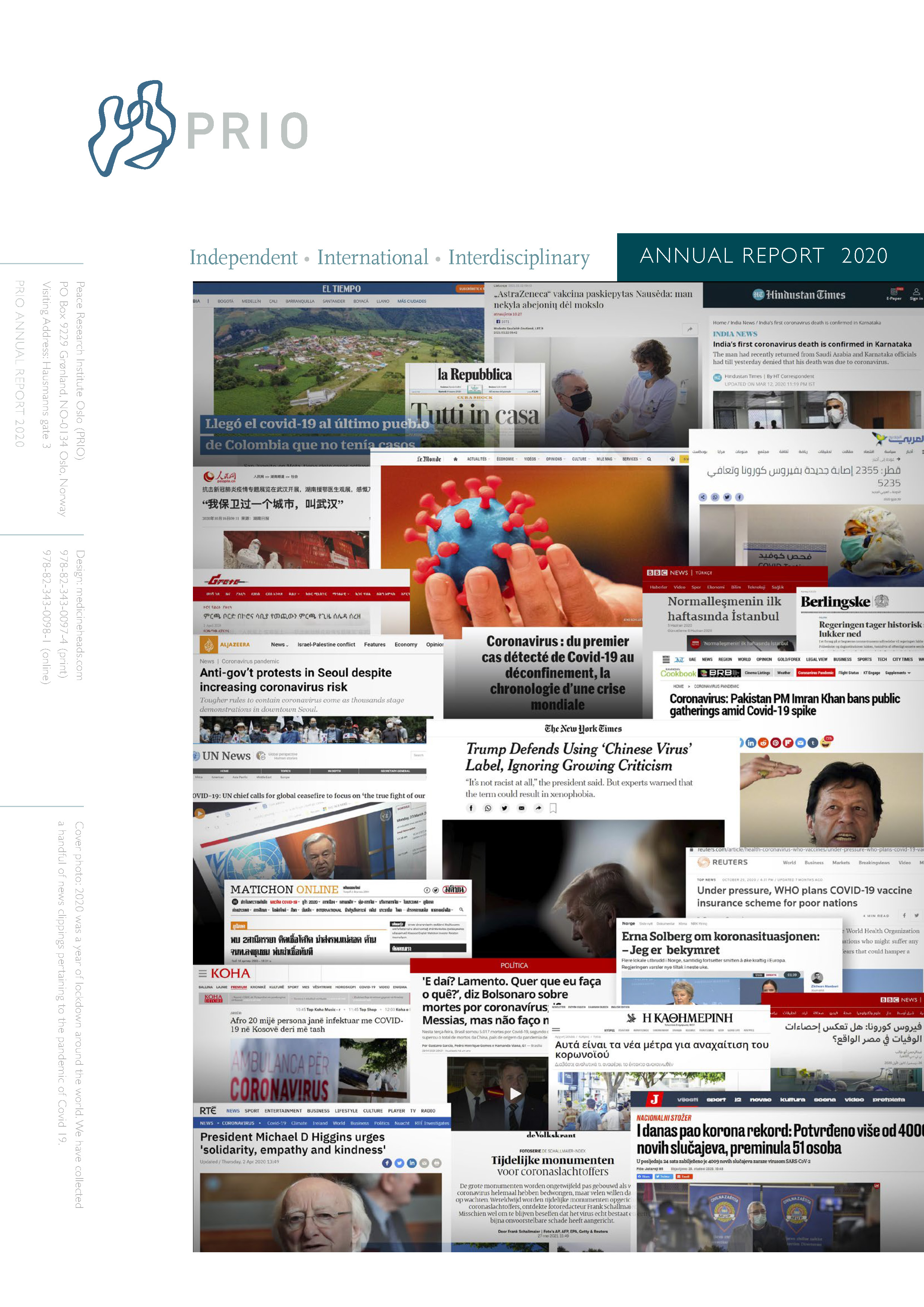 PRIO Annual Report 2020 front cover