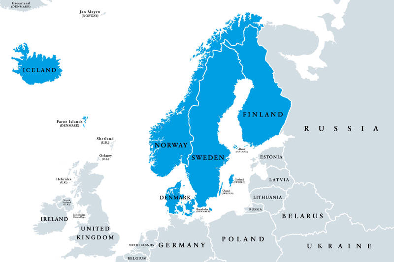 Map of Nordic Countries. Illustration: Peter Hermes Furian / iStock / Getty Images Plus