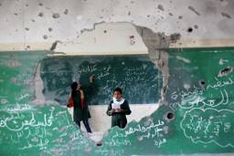 Bombed school in Gaza City, Palestine. Photo: Mohammed Abed/GettyImages