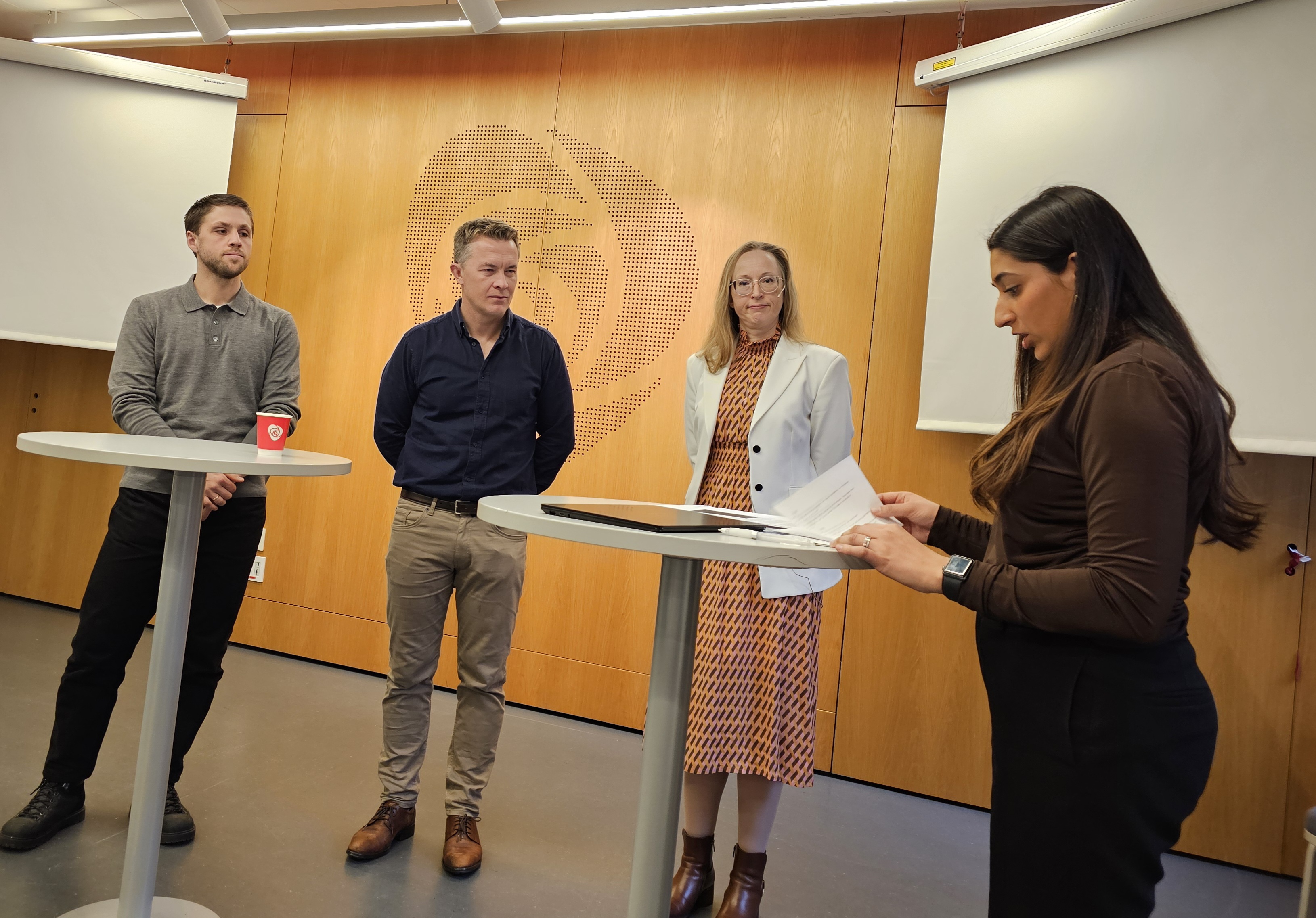 Anders Sætra (Plan International Norge), Andreas Kravik (Norwegian Ministry of Foreign Affairs), Louise Olsson (PRIO) and Maria Qureshi (Arbeiderpartiet). Photo: Louise Olsson
