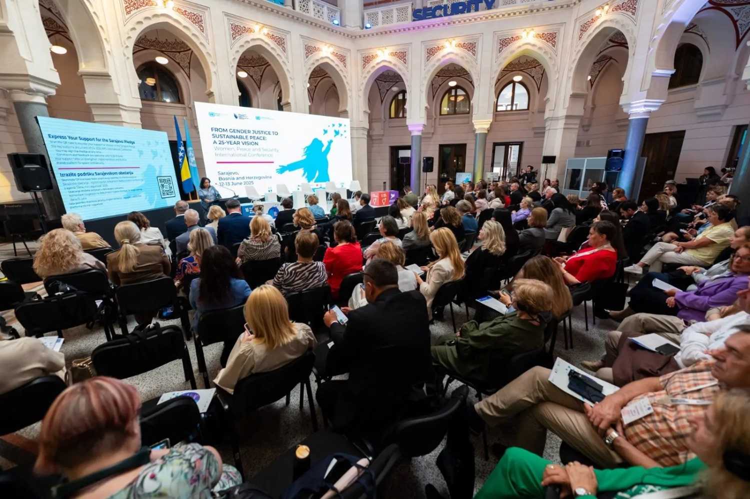 Over 100 participants from 20 countries gather at the landmark international peace conference in Sarajevo, Bosnia and Herzegovina. Photo: UN Women BiH / Denis Ruvić and Ines Lučić