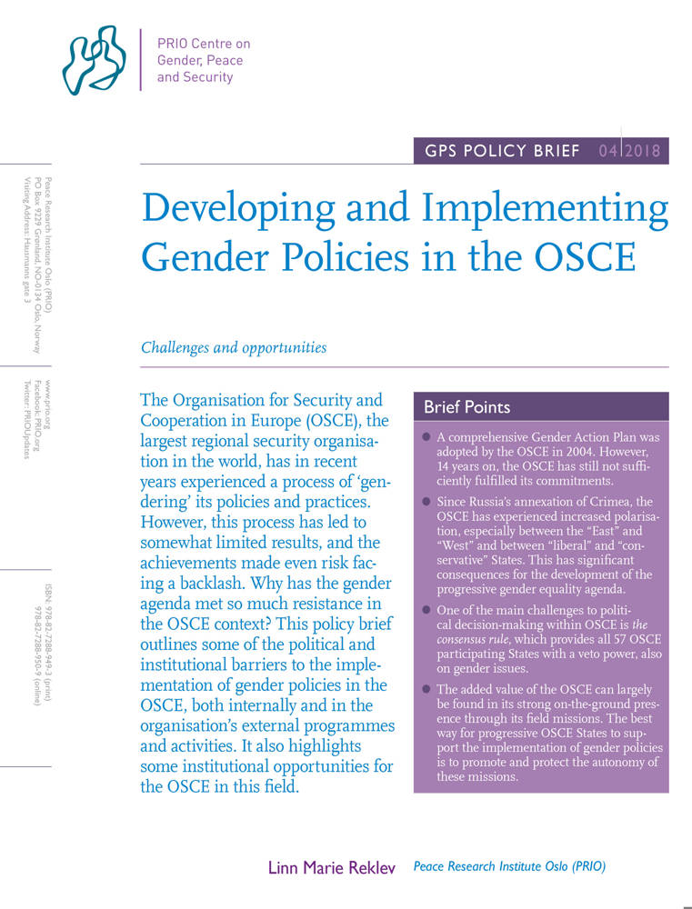 Developing and Implementing Gender Policies in the OSCE: Challenges and ...