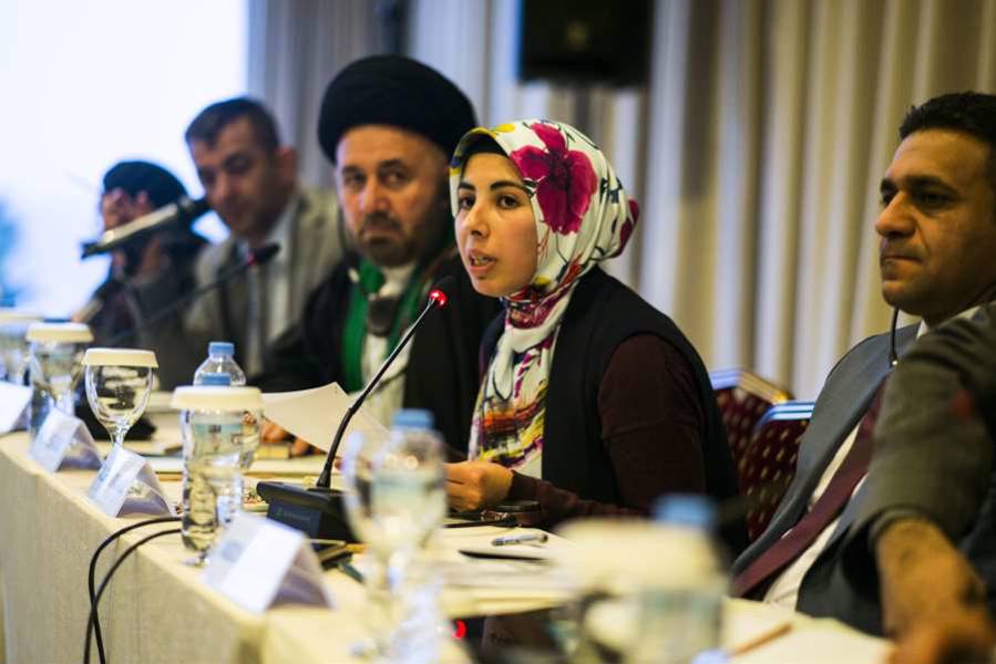 Marsin Alshamary, PhD Candidate in Comparative Politics and International Relations at MIT, speaks at a 2017 conference. Photo: Greg Reichberg