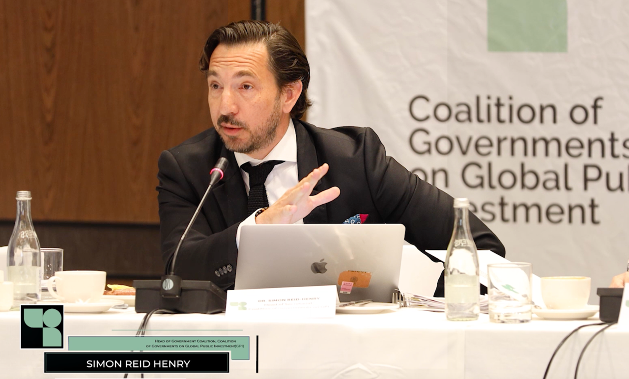 PRIO Research Professor Simon Reid-Henry at the Coalition of Governments on Global Public Investment. Photo: .