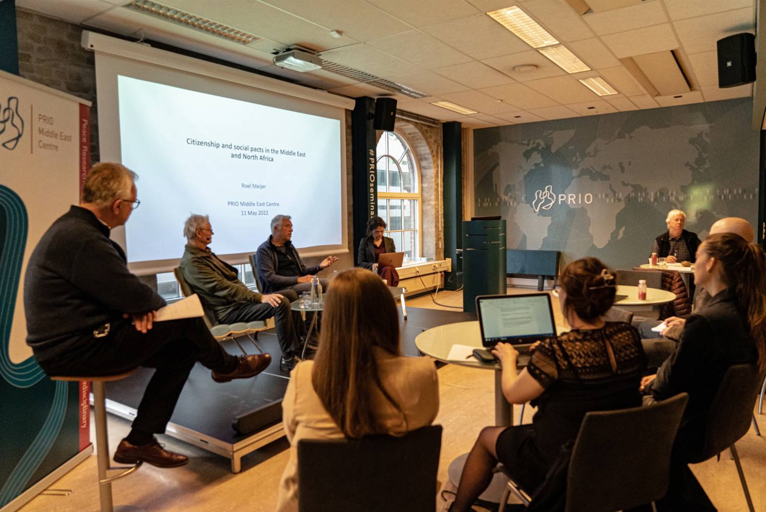Panel discussion from left to right: Kristian Berg Harpviken, Nils Butenschøn, Roel Meijer, and Cecilie Hellestveit. Photo: PRIO / Vera Lind Hansen