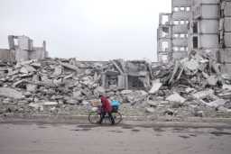 Aftermath of Russian shelling in Myrnohrad, Ukraine. November 2024. Photo: Piotr Sobik/Anadolu via Getty Images