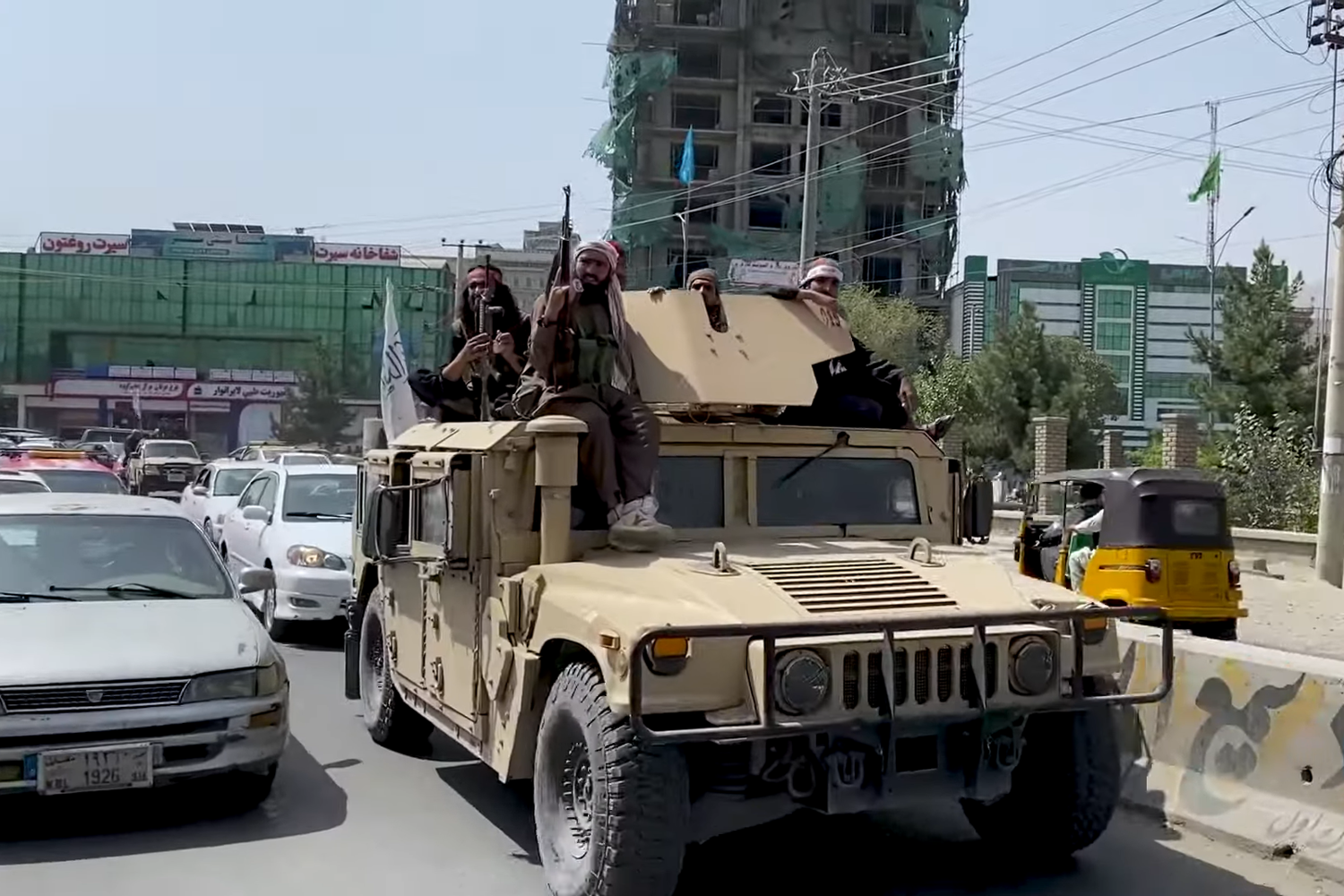 Taliban Humvee in Kabul, August 2021. Photo: Voice of America News, Public Domain, via Wikimedia Commons