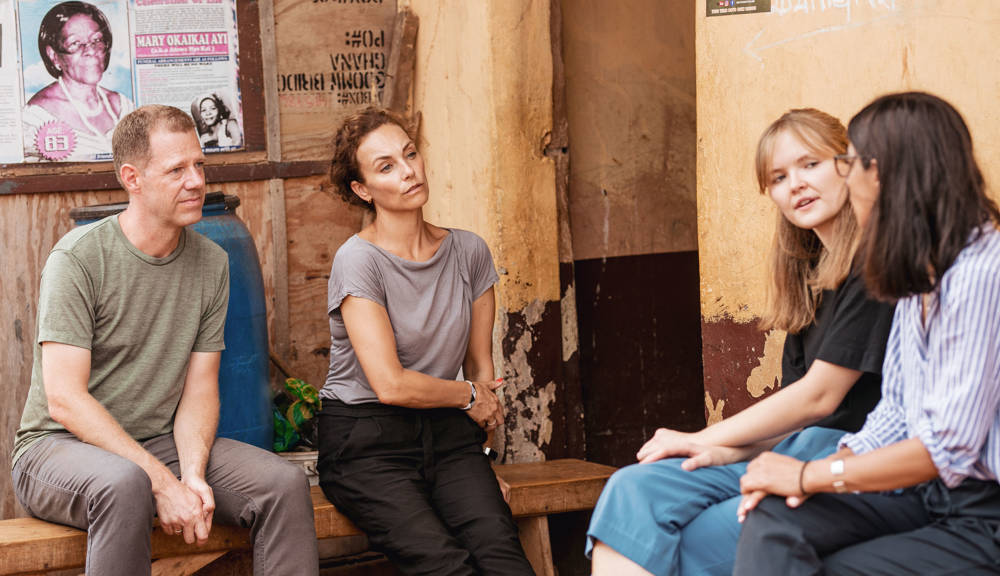 Jørgen Carling, Tone Sommerfelt, Mathilde B. Mjelva and Maryam Aslany during fieldwork in Ghana.