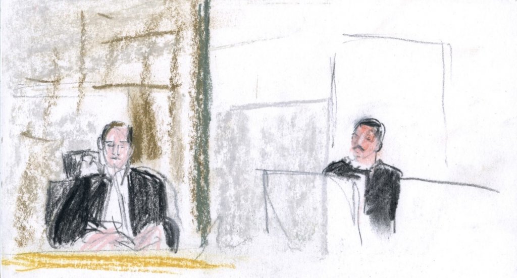 Court sketch, December 2020, The Netherlands. Sketched by Machteld Aardse.